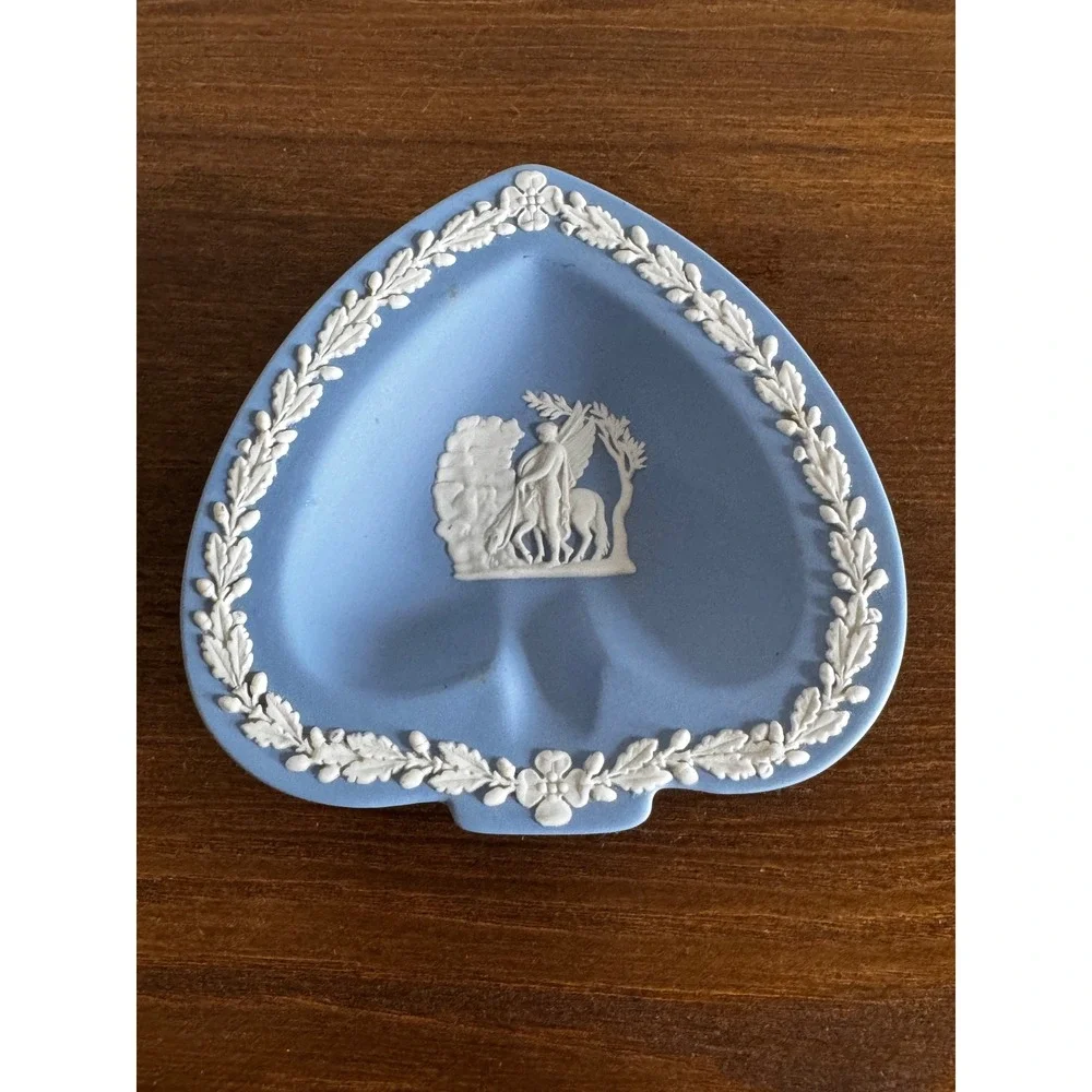Wedgwood Jasperware Blue Spade Trinket Dish Bellerophon Pegasus Made in England